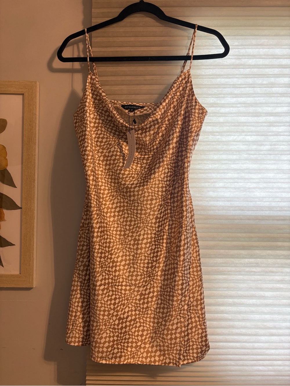 Dynamite Beige Taupe Geometric Slip Mini Dress